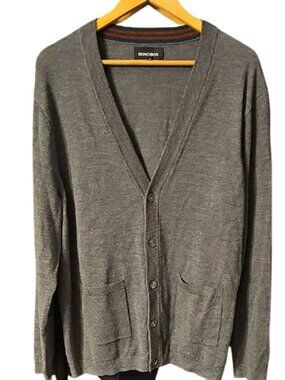 Bonobos 100% Extra Fine Merino Wool V-Neck Cardigan Men's Slim L Preppy Academia